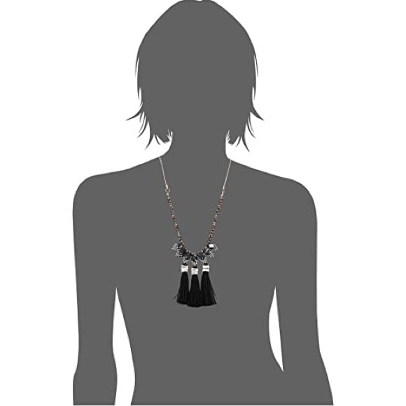 Steve Madden Drop Fringe Statement Necklace - Picture 7 of 7